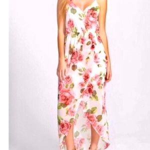 Lush || White Floral designed Maxi Length Dress